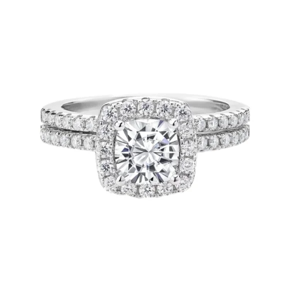 1.62CT Diamond 2 PC Engagement Ring Wedding Band Bridal Set Gift Moissanite 925 - Picture 3 of 8